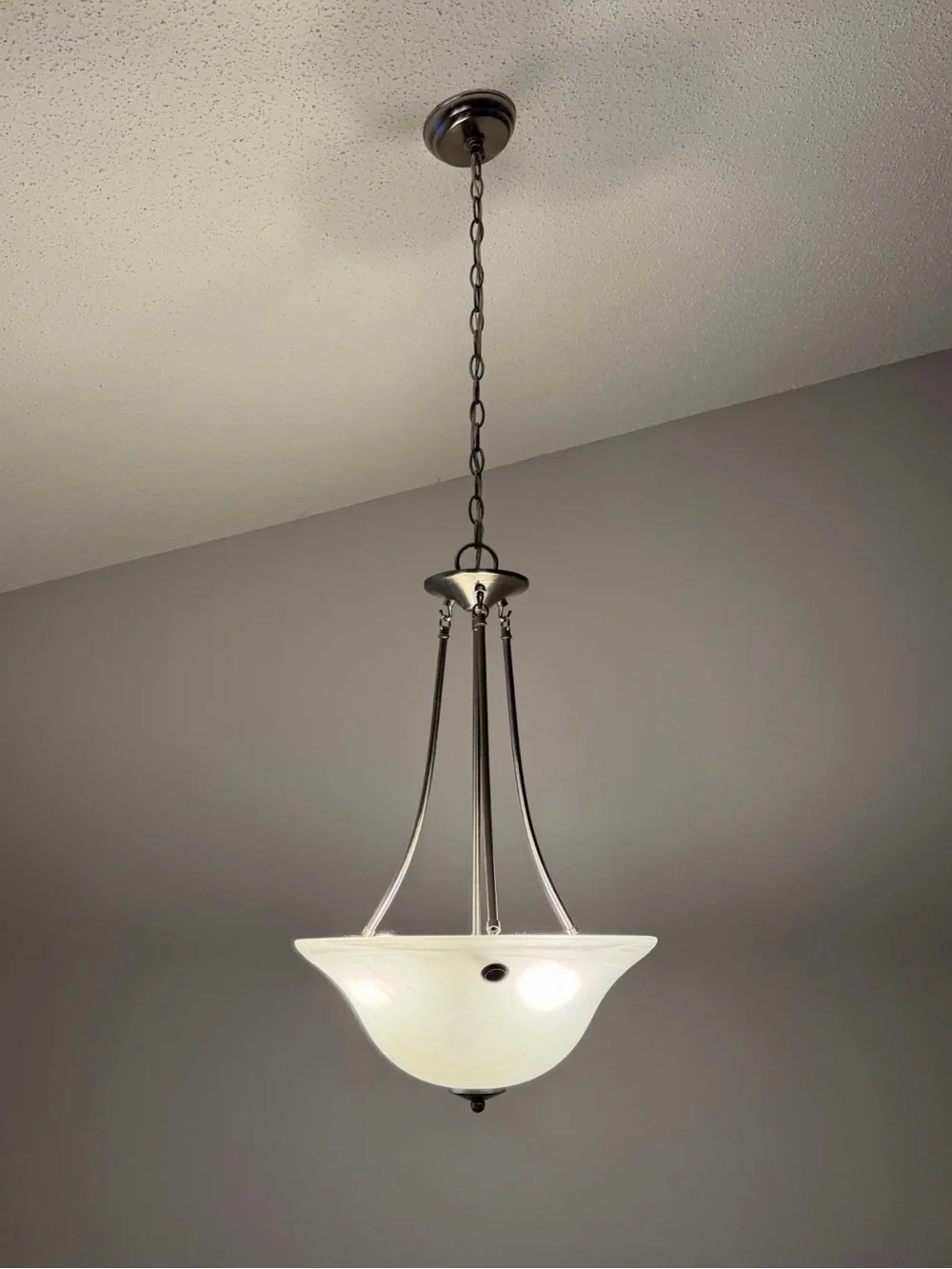 Brushed Nickel White Glass Pendant Chandelier - Modern Home Accent